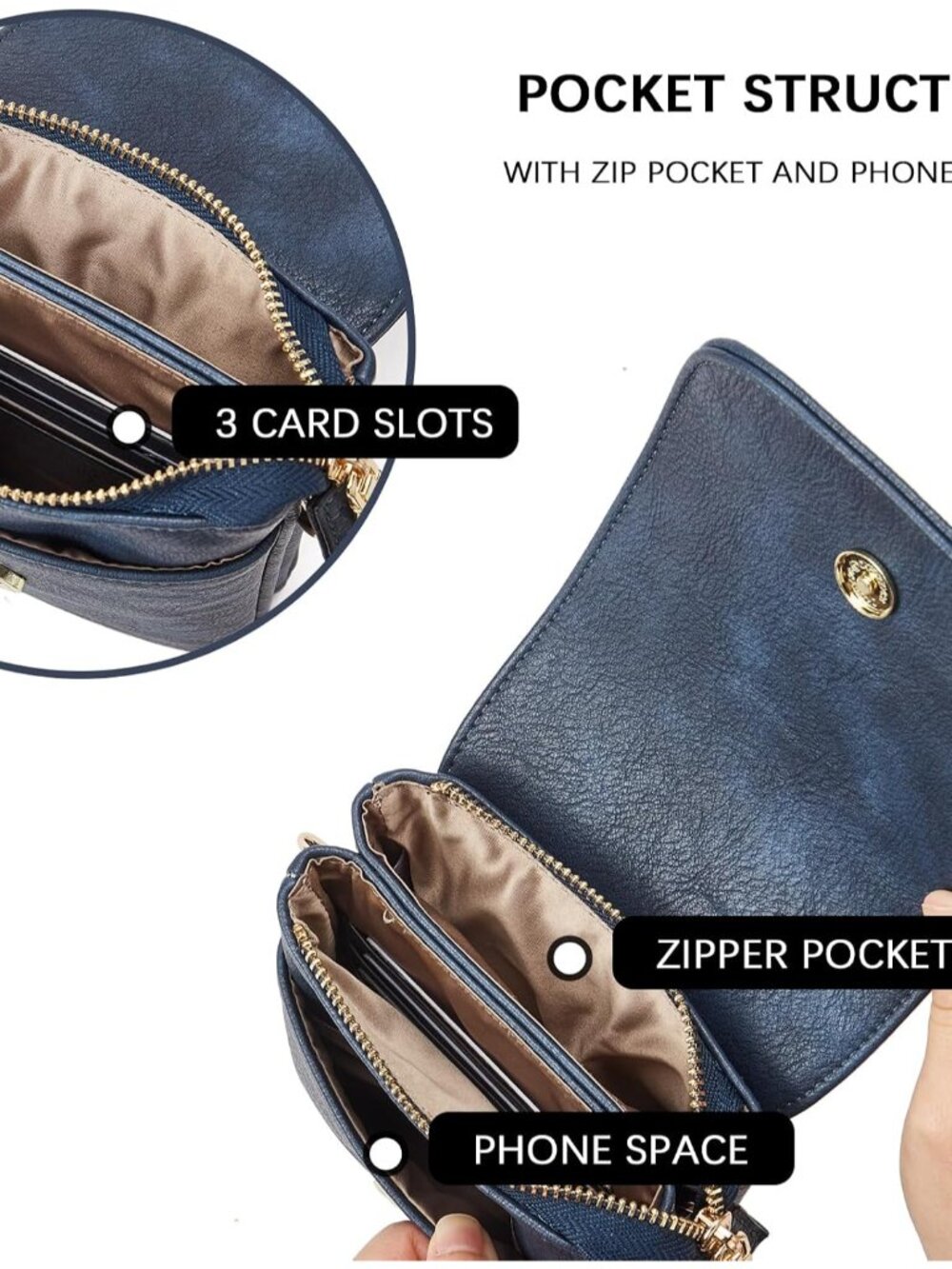 Vegan Leather Crossbody Bags for Women Designer Cell Phone Bag Wallet Purses Adj - Picture 5 of 10